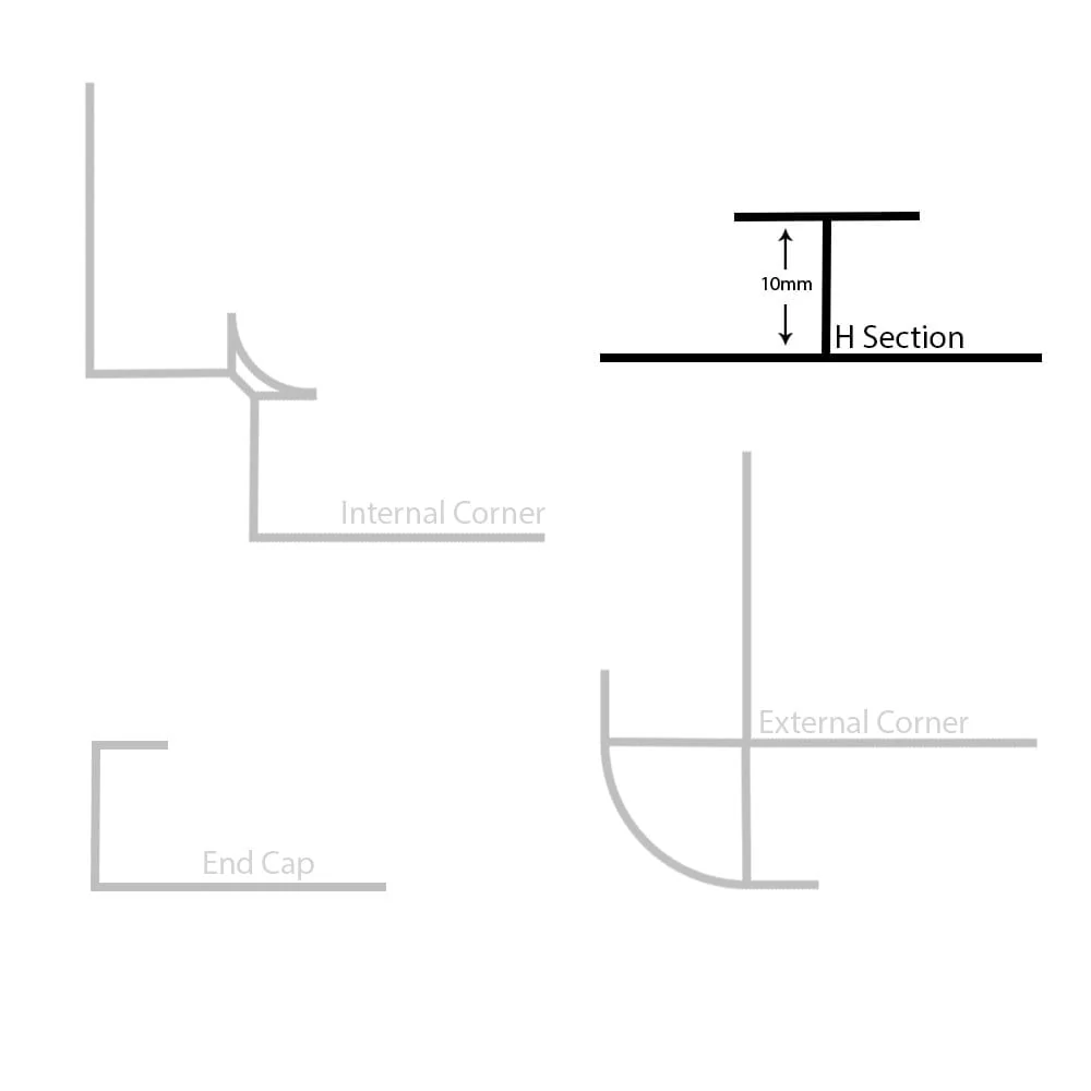 Aluminium H Joining Trim Anthracite | 10mm Depth - Image 3