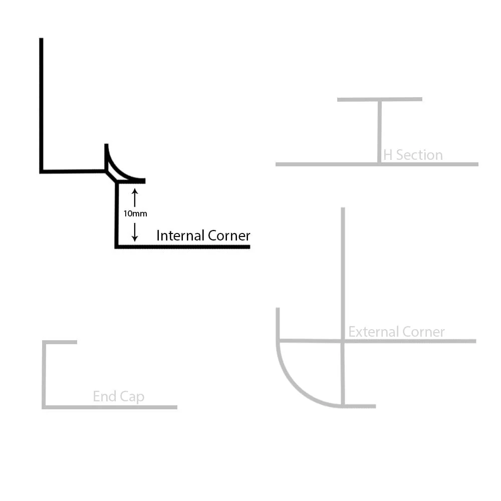 Aluminium Internal Corner Anthracite | 10mm Depth - Image 3