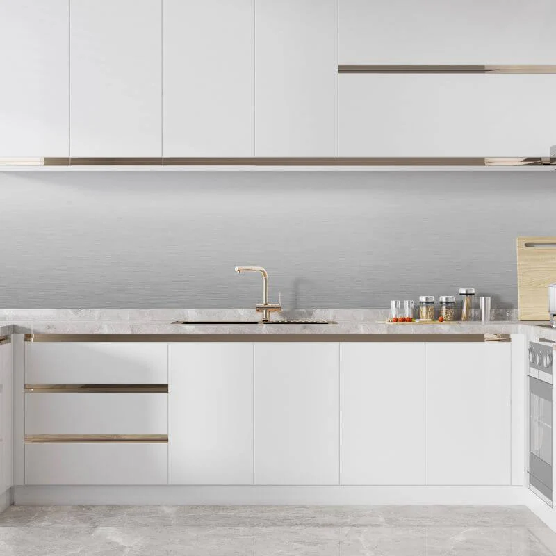 Brushed Silver Kitchen Splashback - 610 x 3000mm - Eldhaus