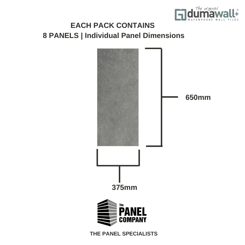 Dumawall Plus Polished Concrete | Solid Bathroom Wall Tile | 8 Pack - Image 4