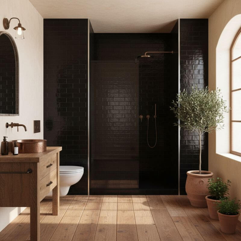 Imprevia Compact Black Gloss Metro Tile Wall Panel - 1.2M x 2.4M - Image 3