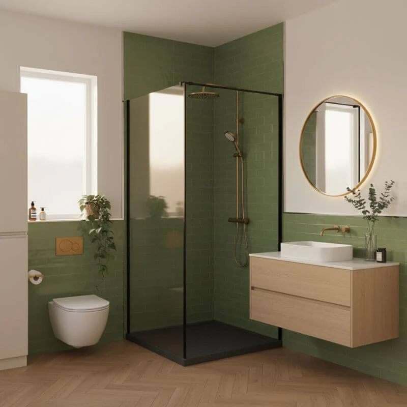 Imprevia Compact Sage Green Metro Tile Wall Panel - 1.2M x 2.4M - Image 3