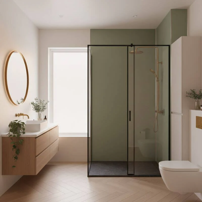 Imprevia Compact Sage Green Plain Velvet Wall Panel - 1.2M x 2.4M - Image 3