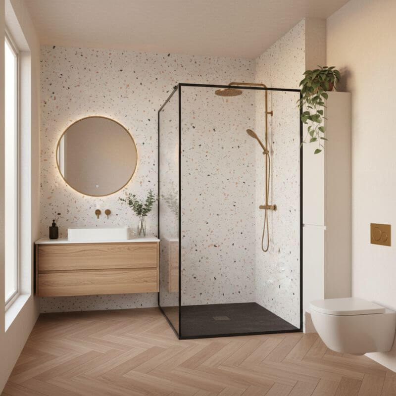Imprevia Coral Terrazzo PVC Shower Panel - 1M x 2.4M - Image 11