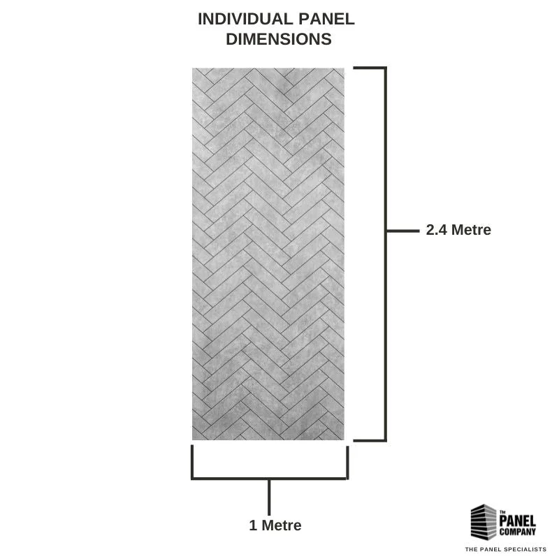 Imprevia Large Grey Herringbone Tile PVC Shower Panel - 1M x 2.4M - Image 7