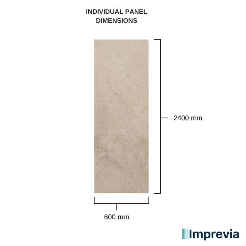 Imprevia Pale Limestone SPC Shower Panel - 0.6M x 2.4M - Image 9