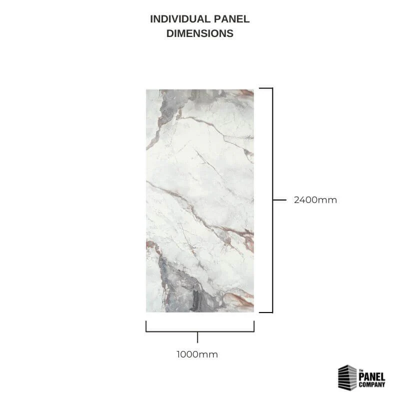 Imprevia Storm Grey Marble PVC Shower Panel - 1M x 2.4M - Image 12