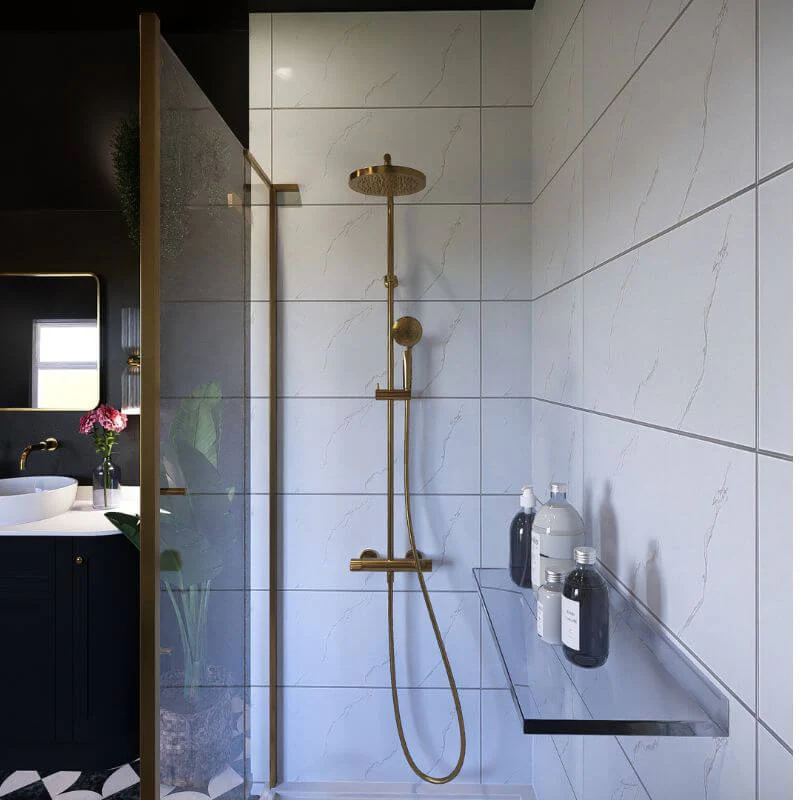 Ivory White Marble Tile Wall Panel - 600mm - Image 2
