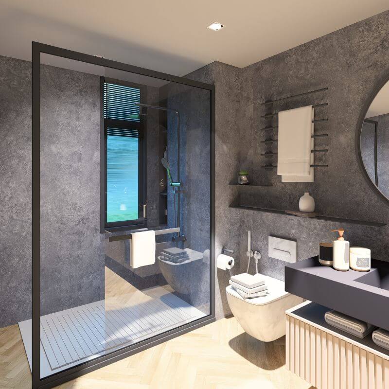 Large Grey Concrete 1.0m x 2.4m Shower Panel - Image 3