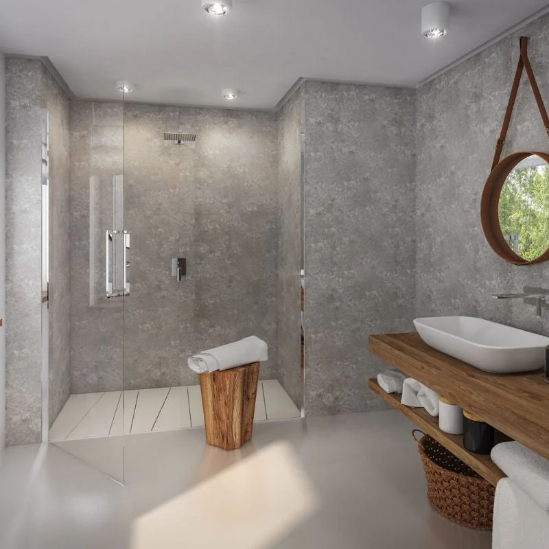 Large Grey Concrete 1.0m x 2.4m Shower Panel - Image 4