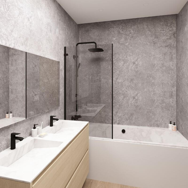 Large Grey Concrete 1.0m x 2.4m Shower Panel - Image 6