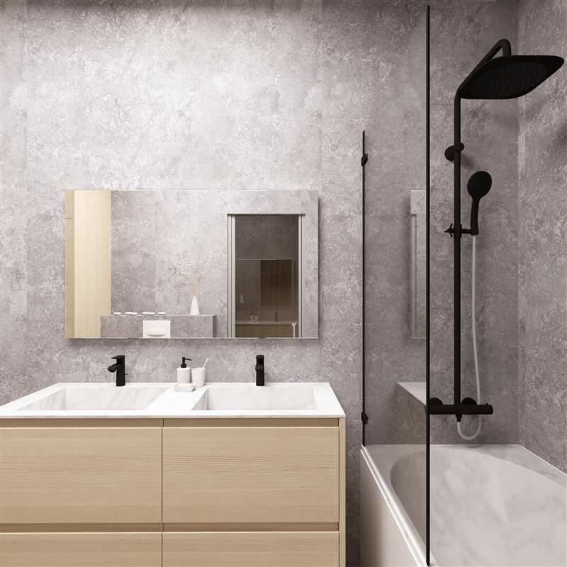 Large Grey Concrete 1.0m x 2.4m Shower Panel - Image 8