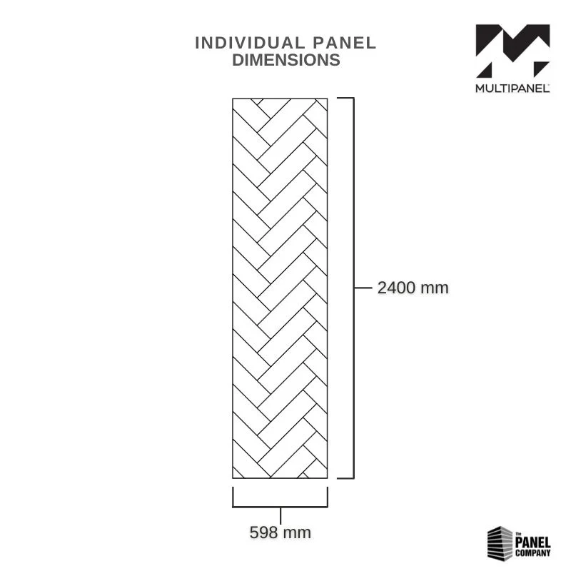 Multipanel Misty Blue Herringbone Tile Effect Shower Panel - Image 3