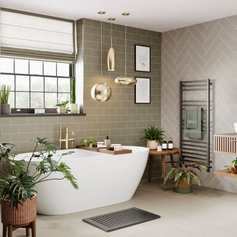 Multipanel Sage Green Metro Tile Effect Shower Panel