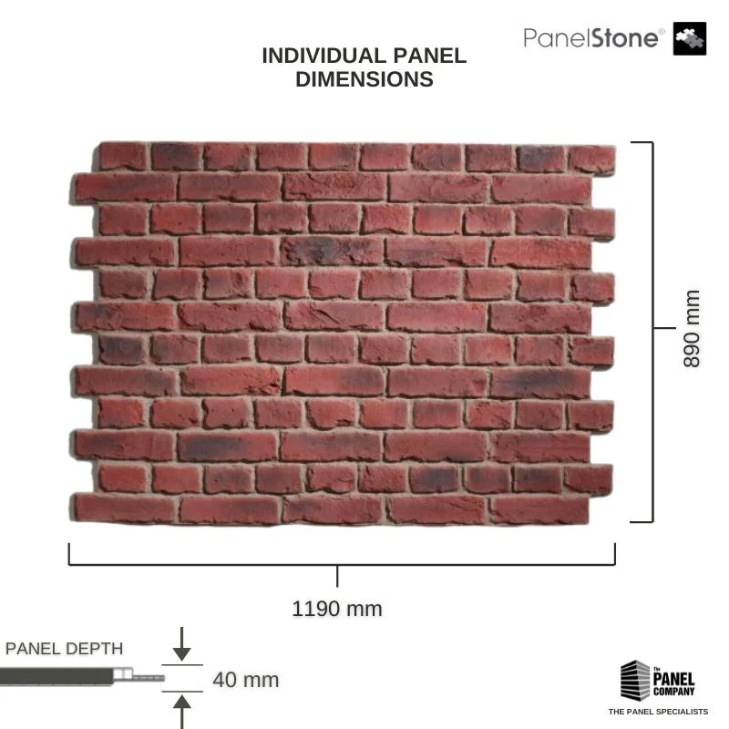 Old British Brick Aged Red Panel Stone - Image 4