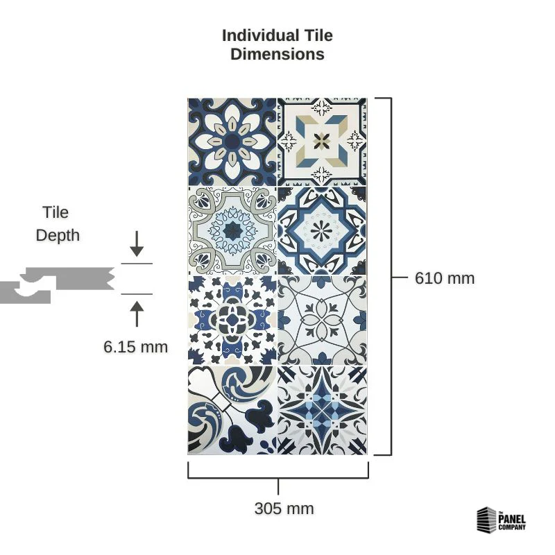 Portree Victorian Tile SPC Flooring | w/ Built In Underlay | Elegance Range | 2.047m² Pack - Image 5