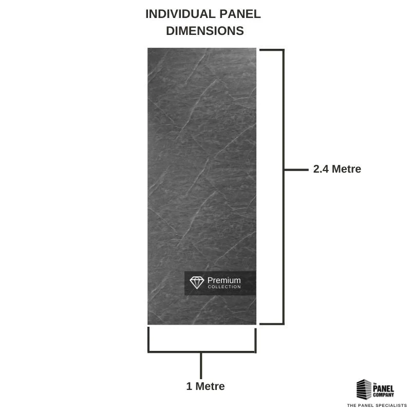 Premium Large Lindos Dark Grey Matt 1.0m x 2.4m Shower Panel - Image 6