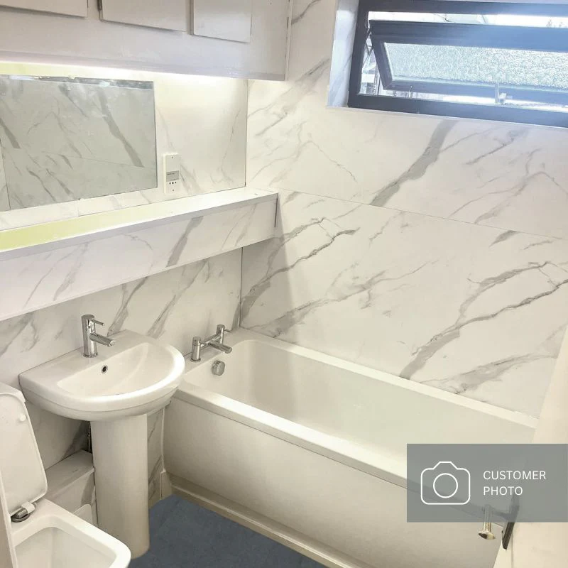 Premium Large Ultra Matt Carrara Marble 1.0m x 2.4m Shower Panel - Image 10