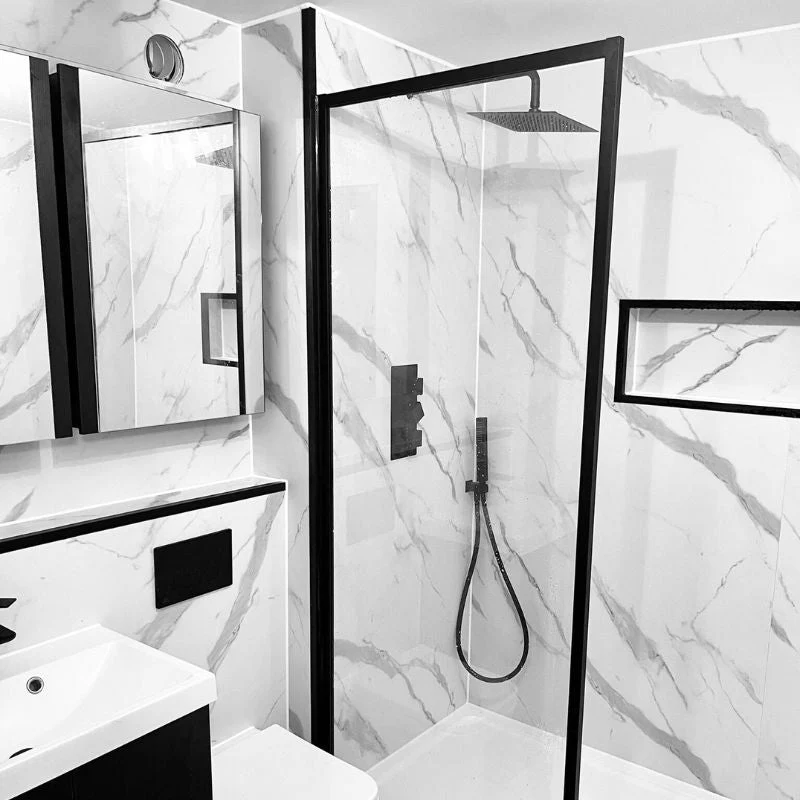 Premium Large Ultra Matt Carrara Marble 1.0m x 2.4m Shower Panel - Image 9