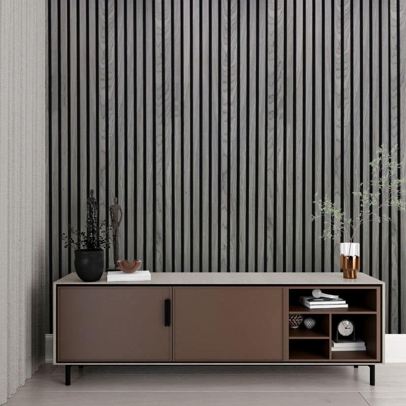 STRIVO Acoustic Slat Panel - Dark Grey Oak - Image 4