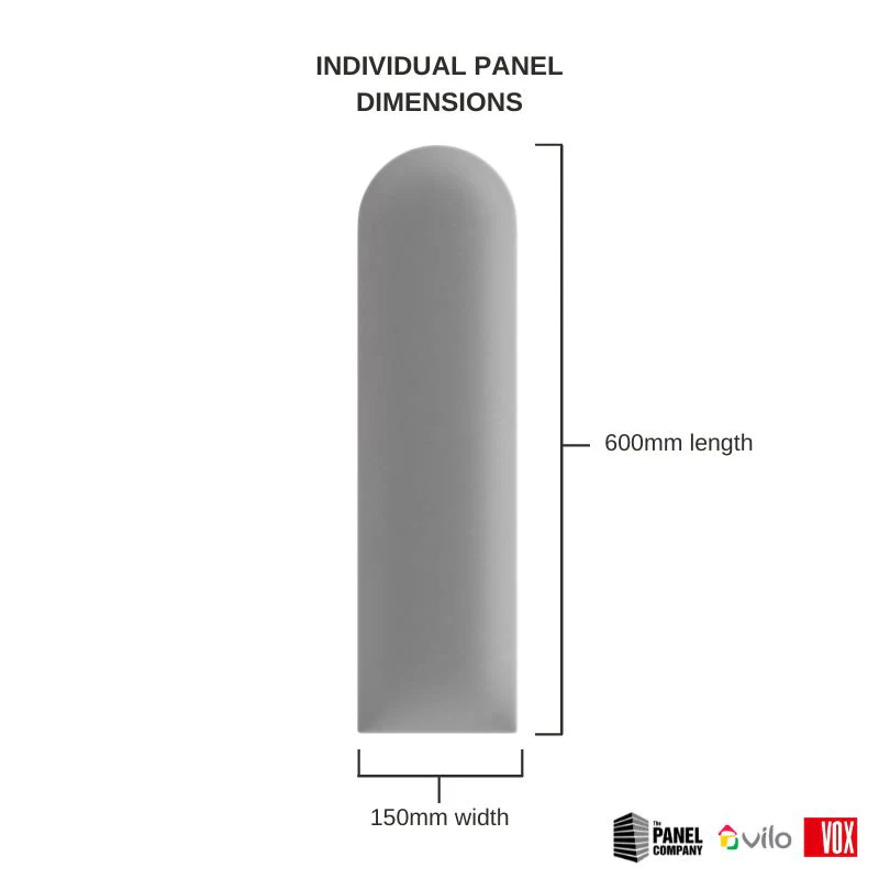 Vox Vilo Upholstered Panel - Grey | Oval 150mm x 600mm - Image 3