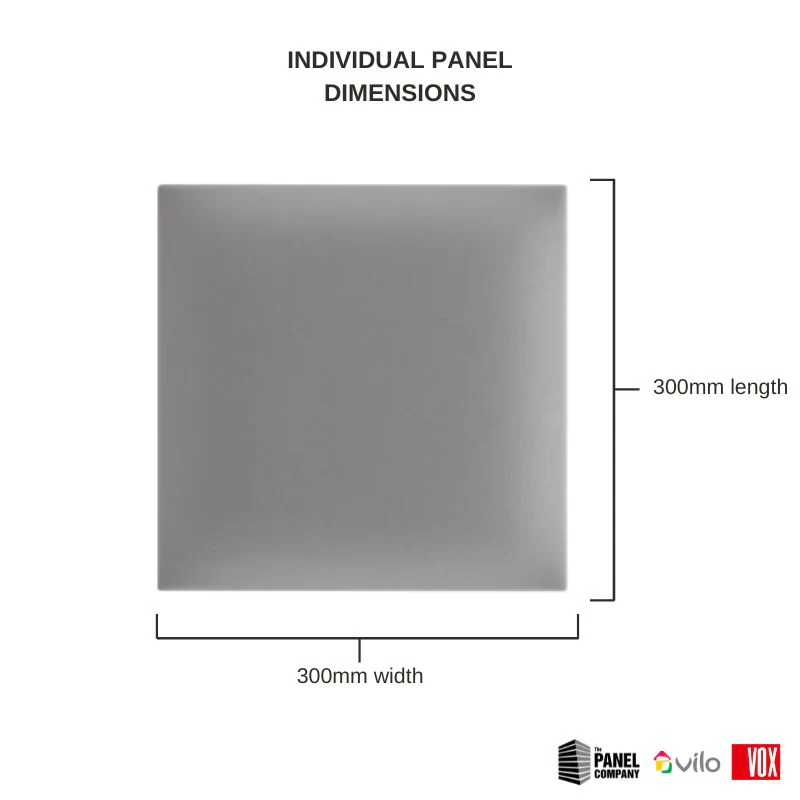 Vox Vilo Upholstered Panel - Grey | Regular 3 - 300mm x 300mm - Image 3